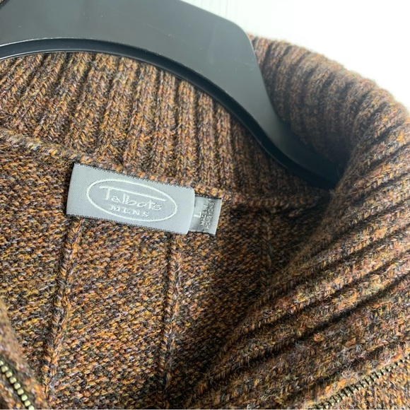 Men’s Talbots Merino Wool Blend Brown Zip Sweater - Picture 5 of 10